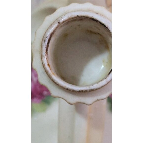 Vintage Ceramic Porcelain Chamberstick Candle Holder With Pink Rose Design ag - Picture 8 of 11